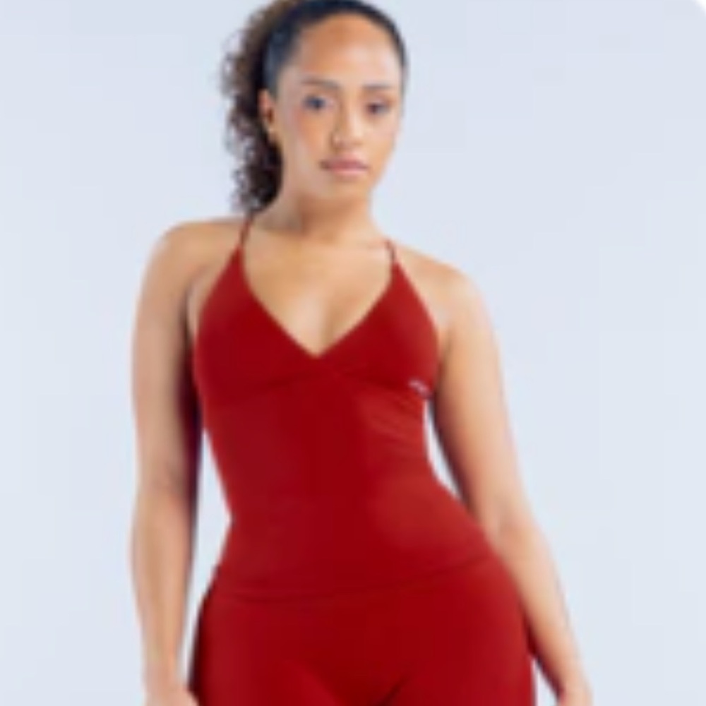 Red Halter Neck Jumpsuit